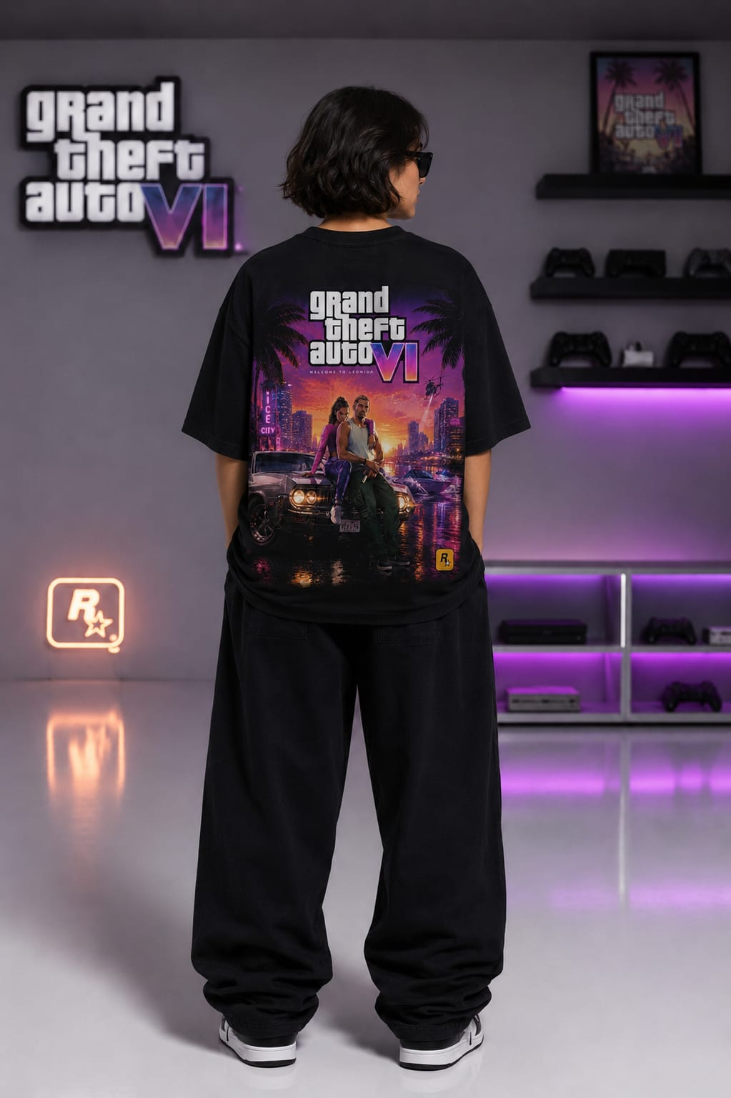 Vice City Sunset Oversized Printed T-Shirt – Unisex Premium Streetwear