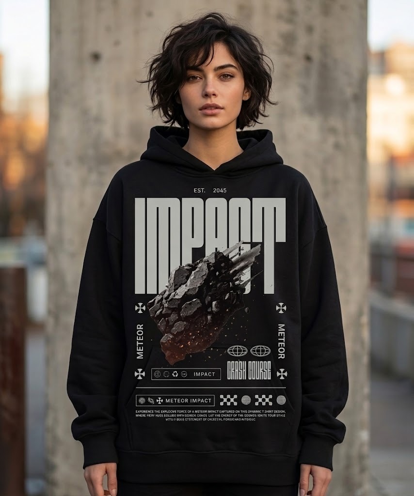 Oversized Hoodie – Meteor Impact Black Edition